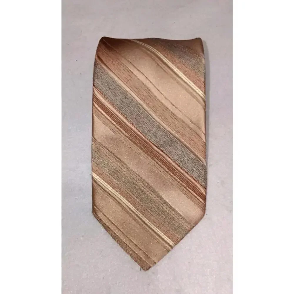 Vintage Ram Tie Maker Mens Neck Tie Multicolor Gold Stripes 100% polyester